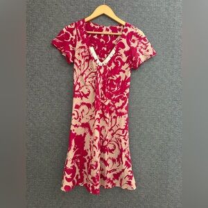Silk Floral Red and Cream Women's Dress Resort collection from Velvet size small